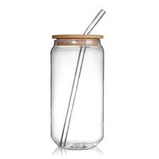 ICE TEA GLASS CLEAR WITH STRAW BIG WITH LID